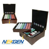 750 Jackpot Casino Clay Chips w/ Mahogany Case: 750 Jackpot Casino Clay Chips w/ Mahogany Case